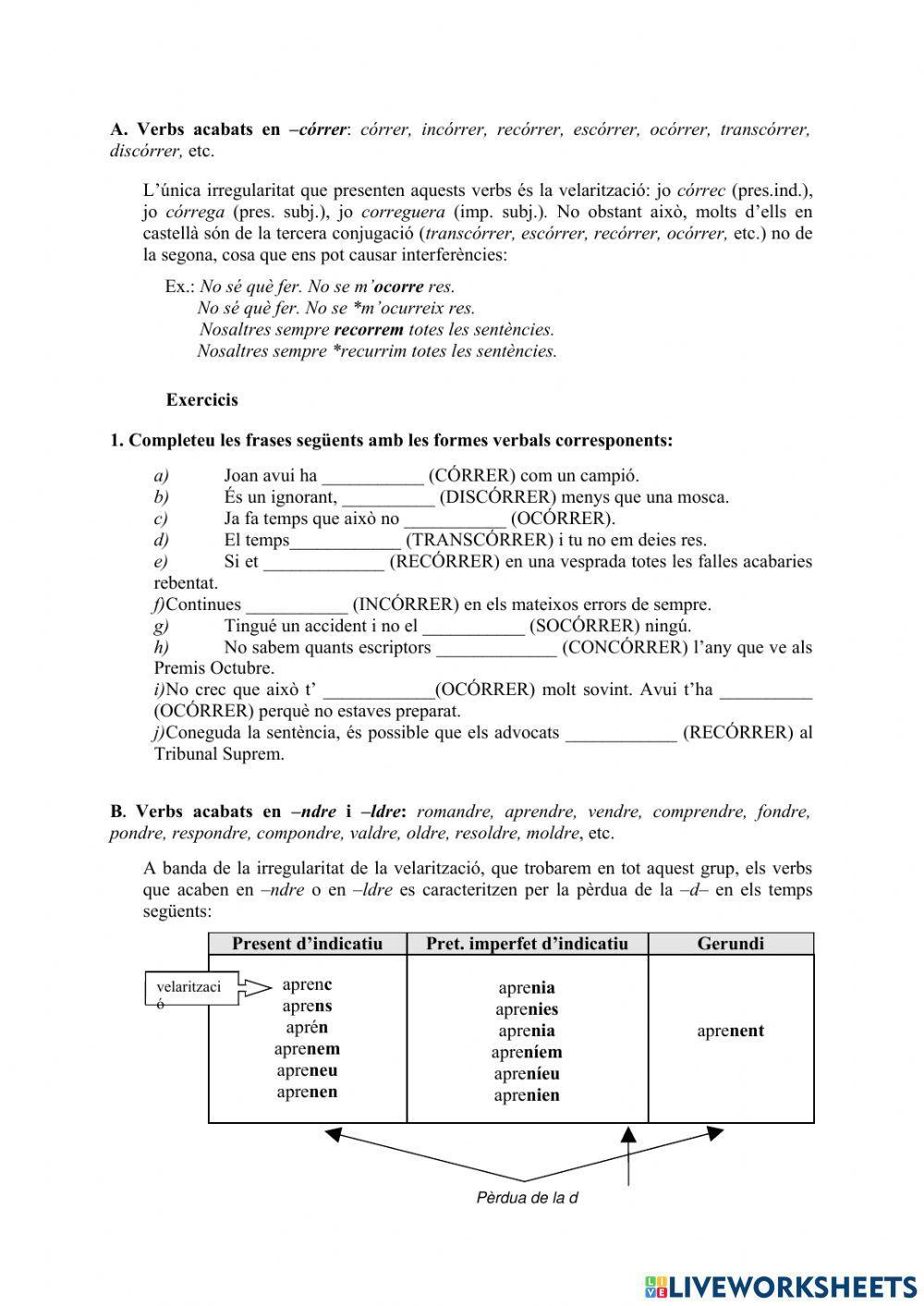 Verbs irregulars de la segona conjugació
