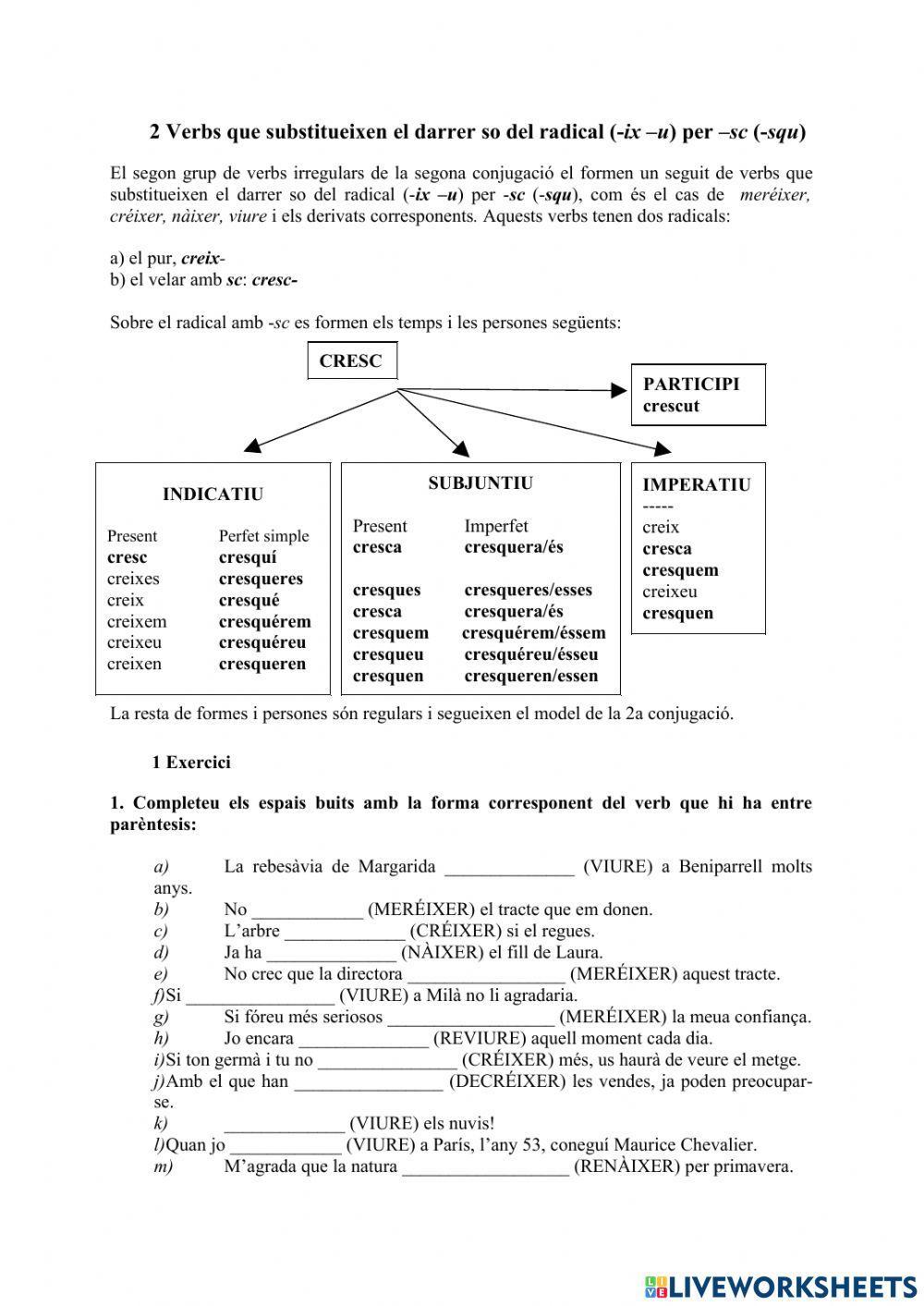 Verbs irregulars de la segona conjugació
