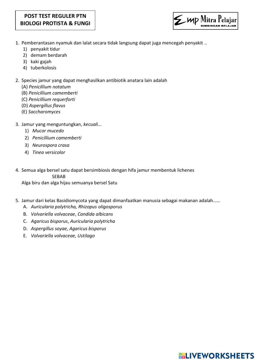 Post test reguler biologi 2