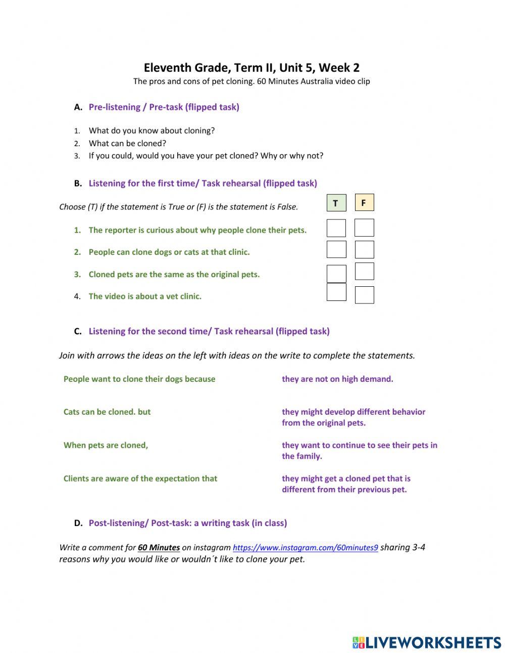 Eleventh Grade, Term II, Unit 5, Week 2, Listening