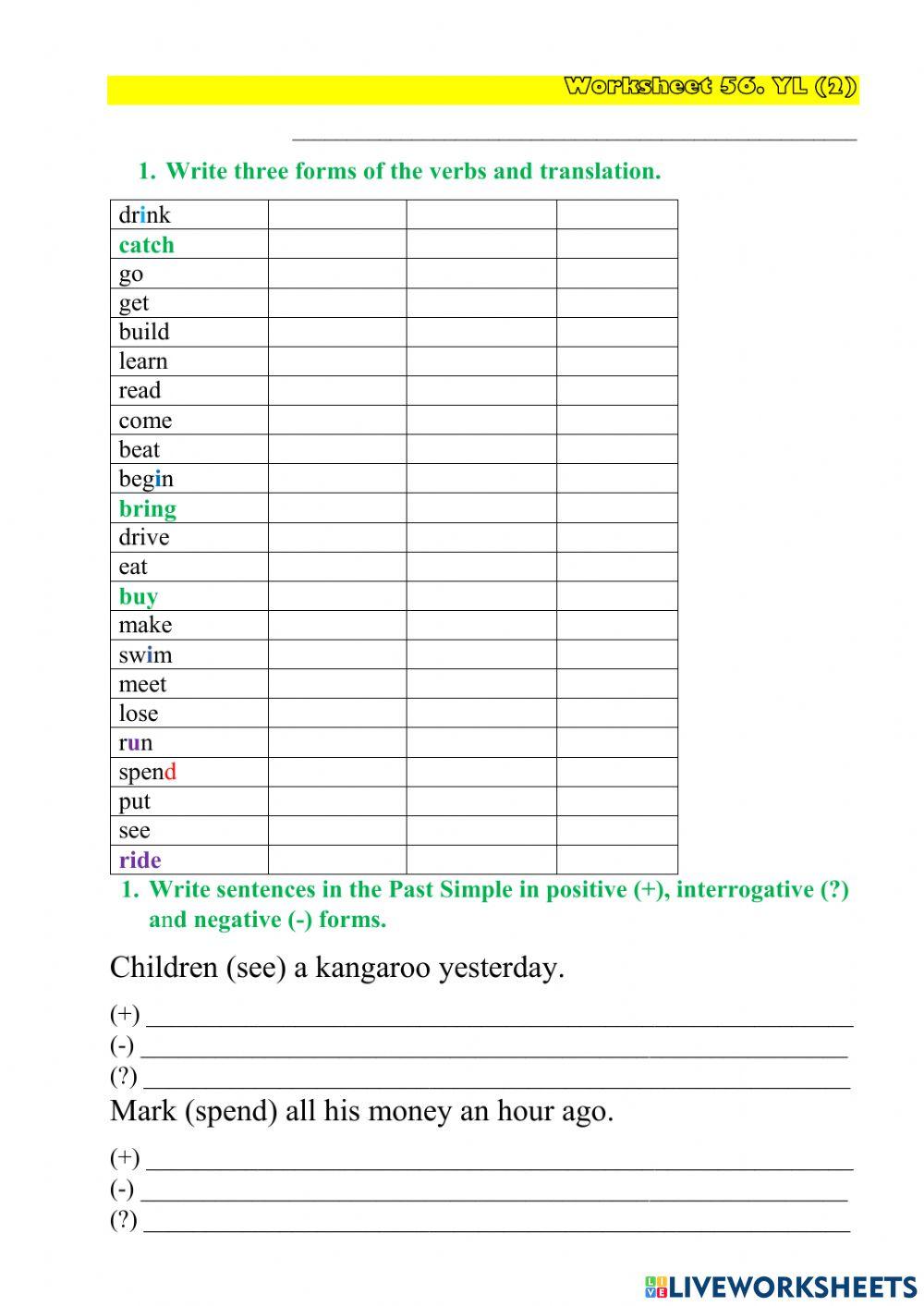 Worksheet 56 YL(2)
