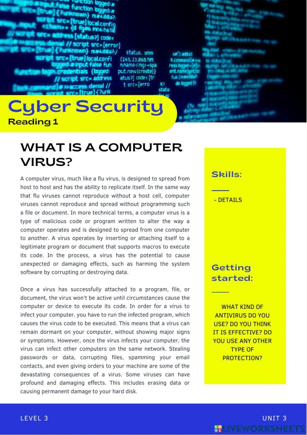 Cycle 3 - Reading 3.1 - What is a computer virus?