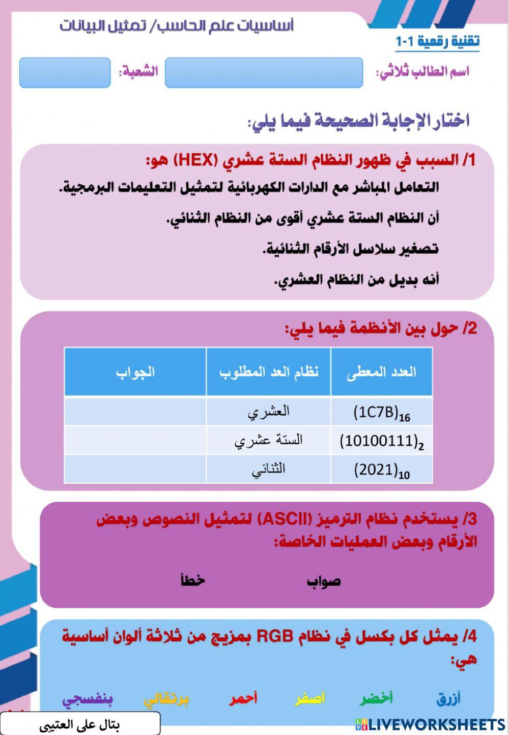 تمثيل البيانات