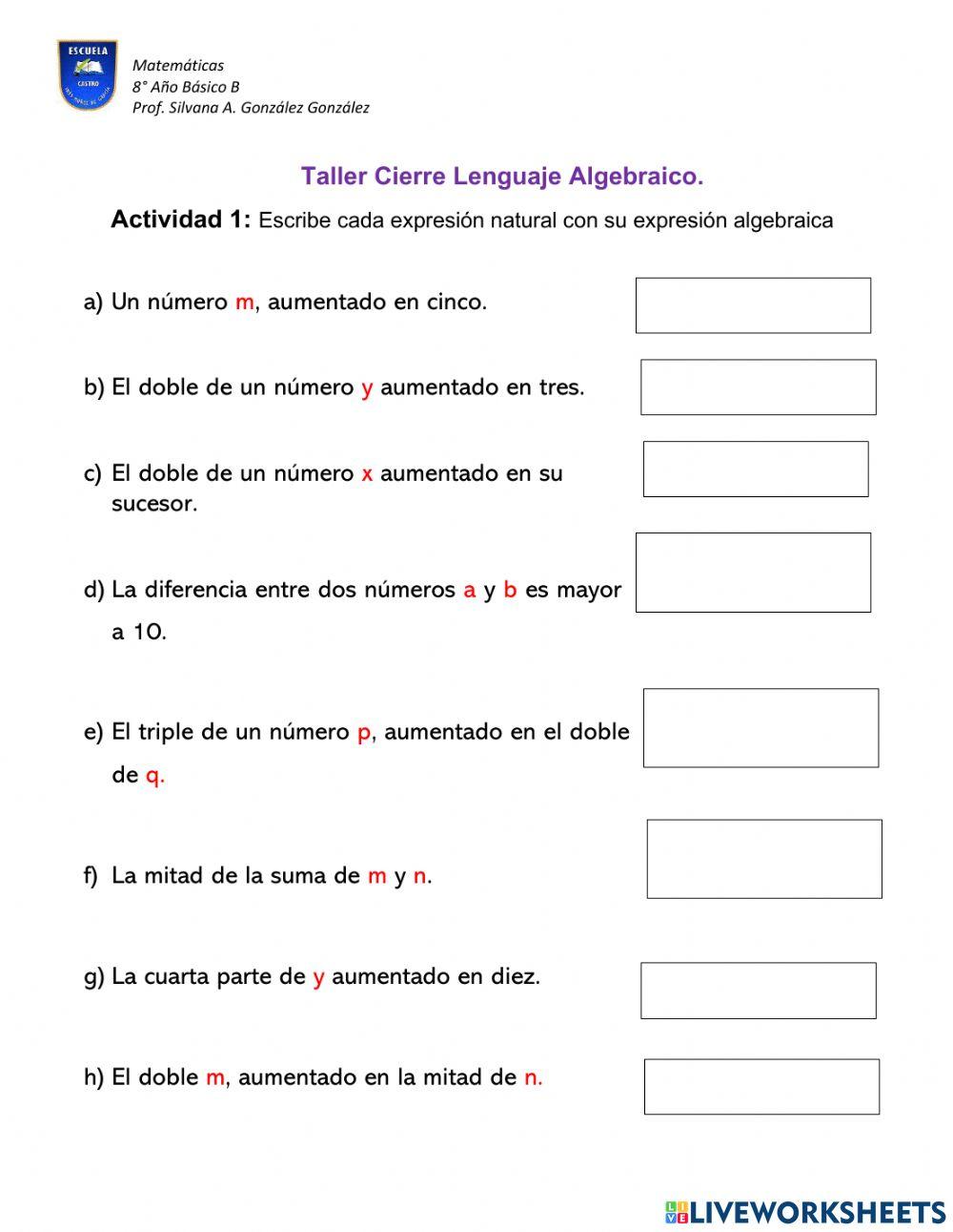 Cierre de Lenguaje Algebraico