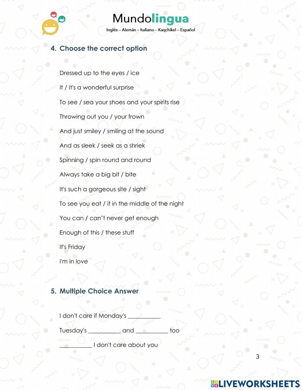 Music Activity: Friday I'm In Love