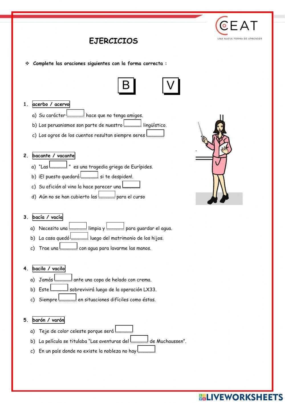 Ejercicios de Ortografía para Secundaria