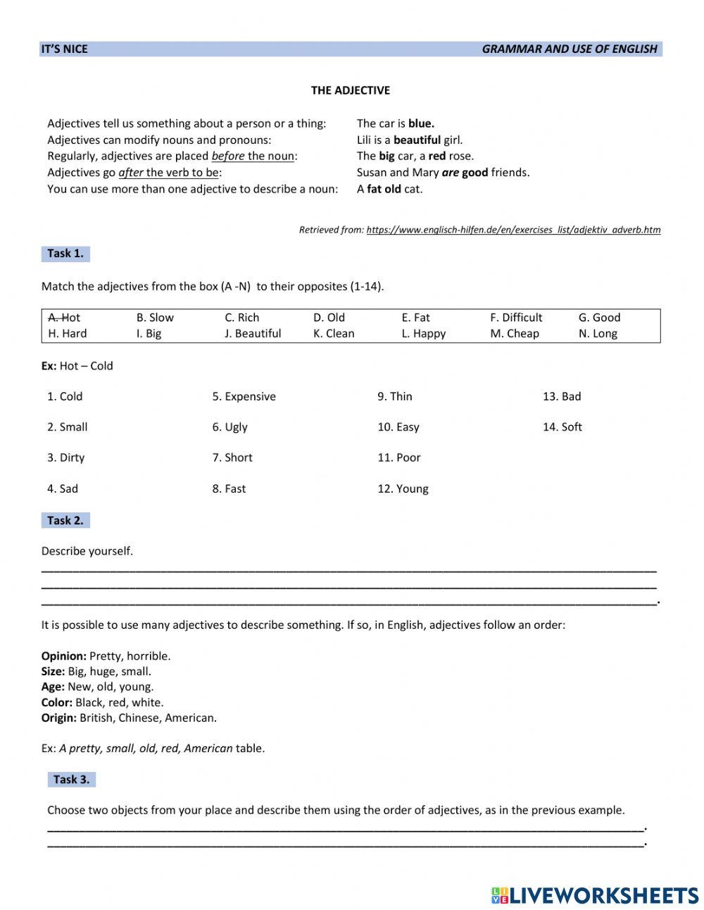 Use of Verb ToBe Exercise  Material 4