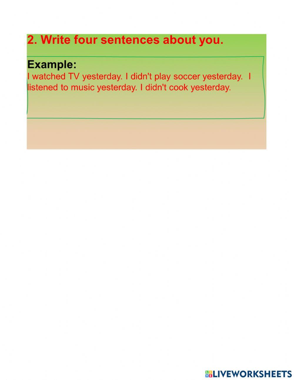 FF5.Unit 1 writing what you did or didn't do