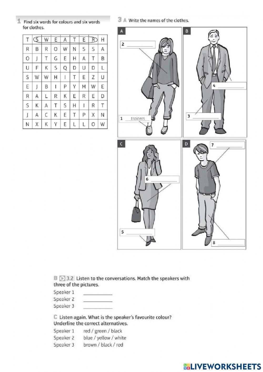 Speakout starter clothes 