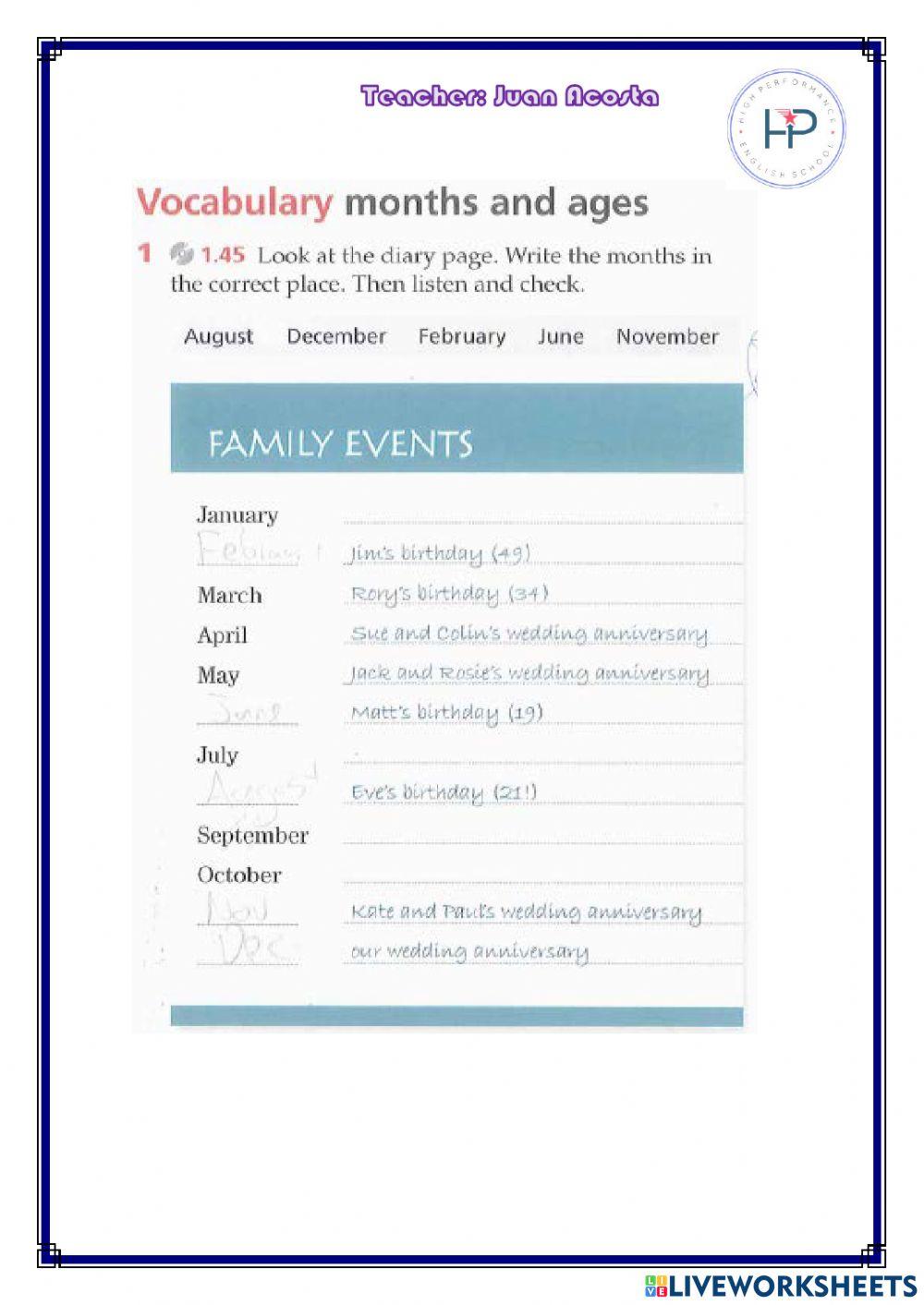 Hp english school beg months and ages