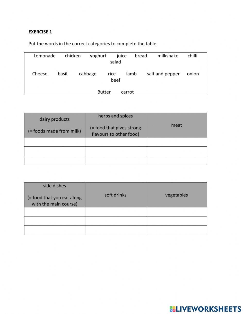 IE1, Unit 4, Vocabulary & Grammar, Exercise 1