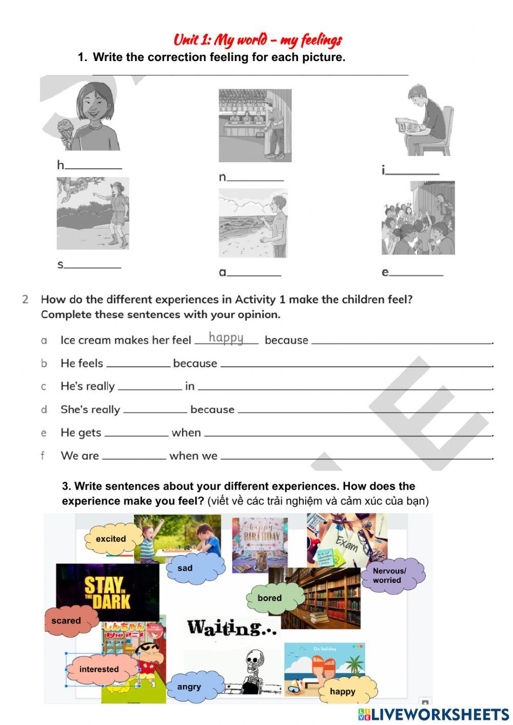 Unit 1 My world - Feelings