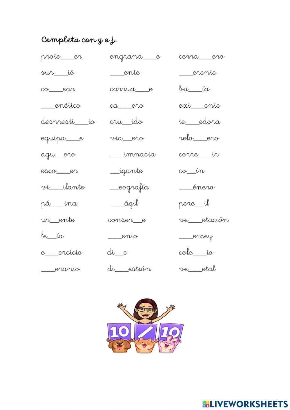 El uso de la g y la j L3