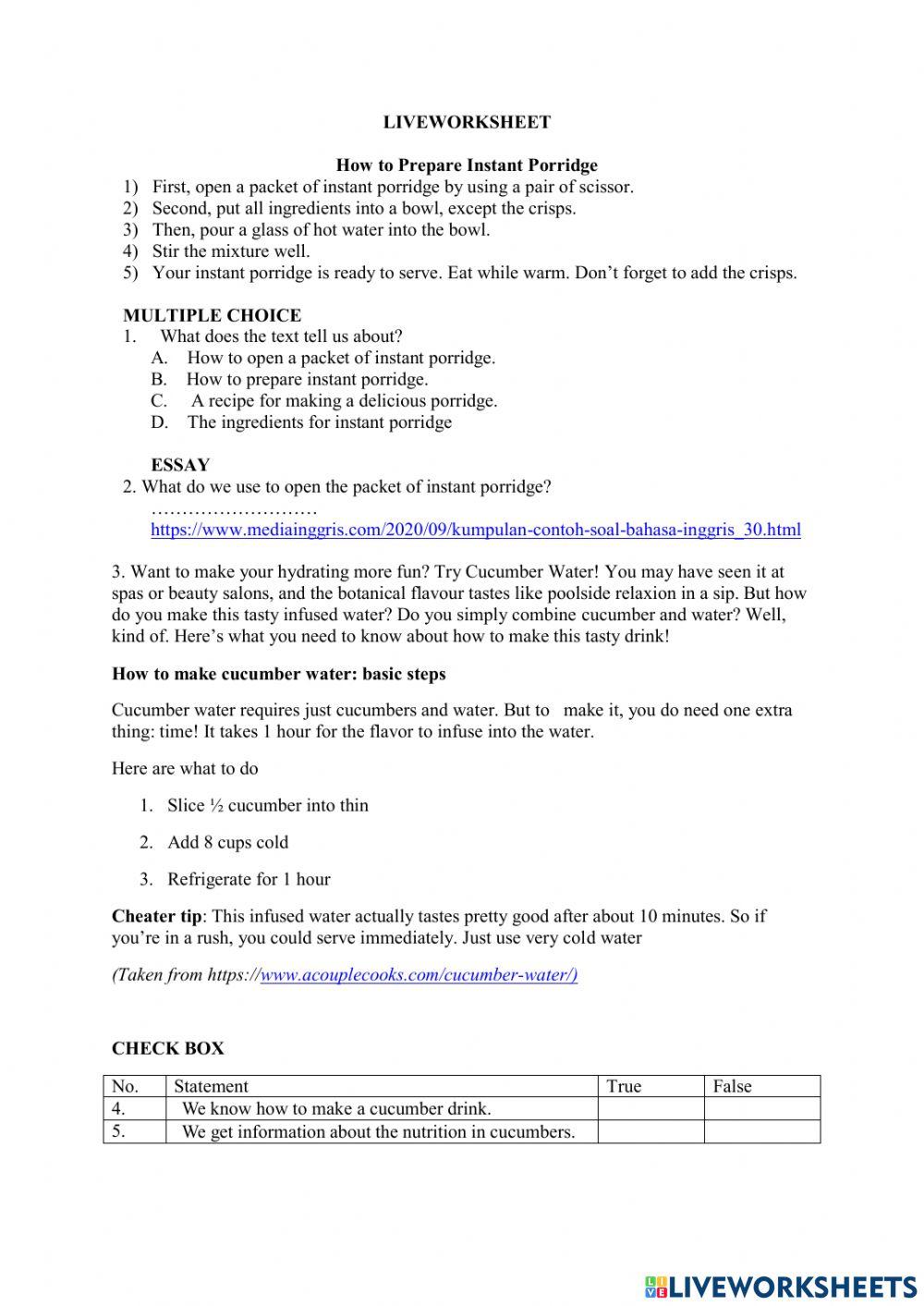 Procedure Text online exercise for 9 | Live Worksheets