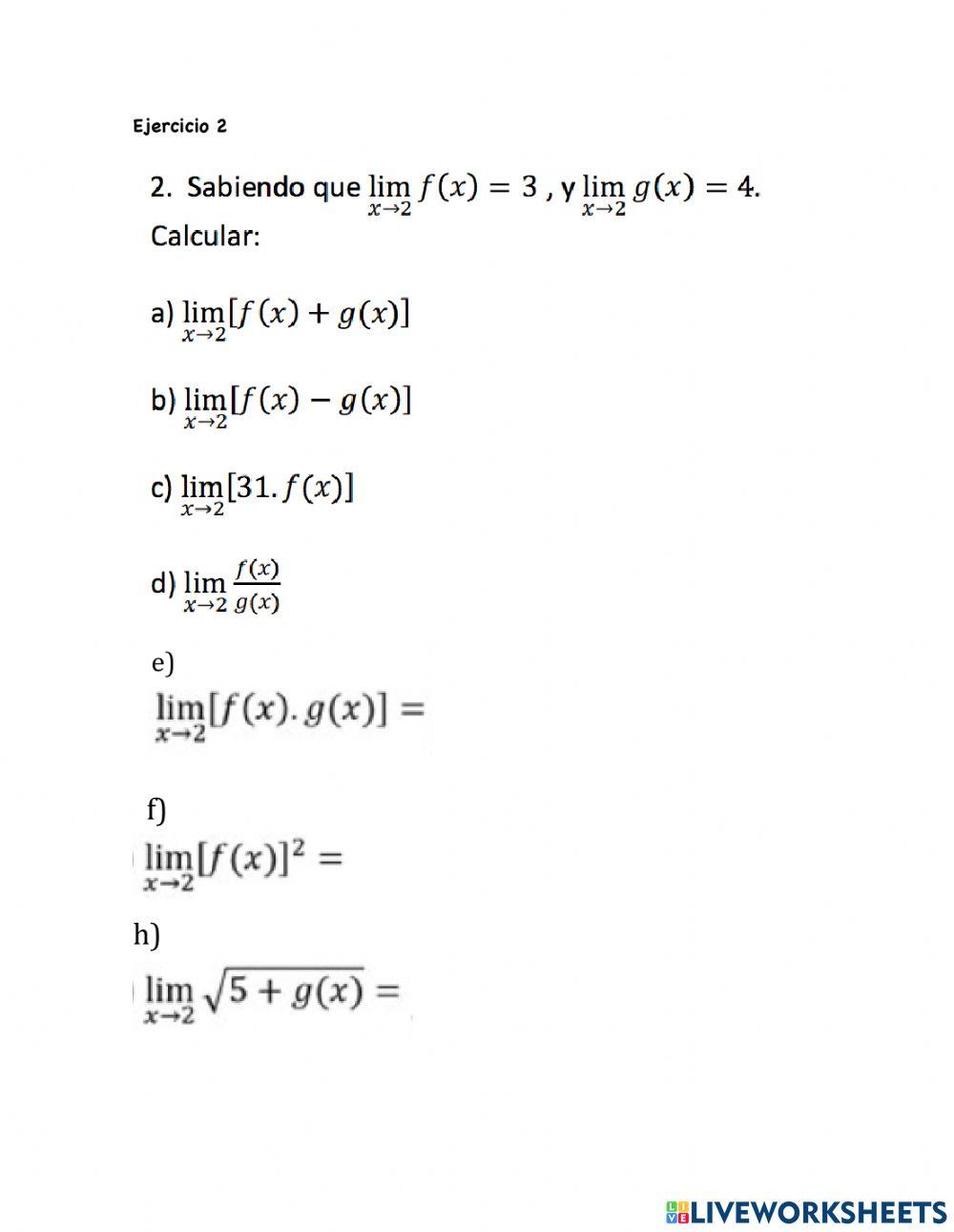 Ejercicio de propiedades de los límites