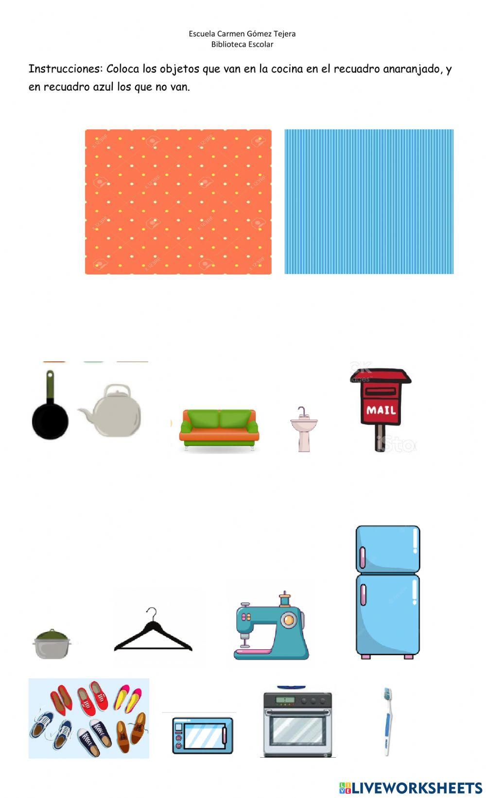 Ubicar objetos de la cocina