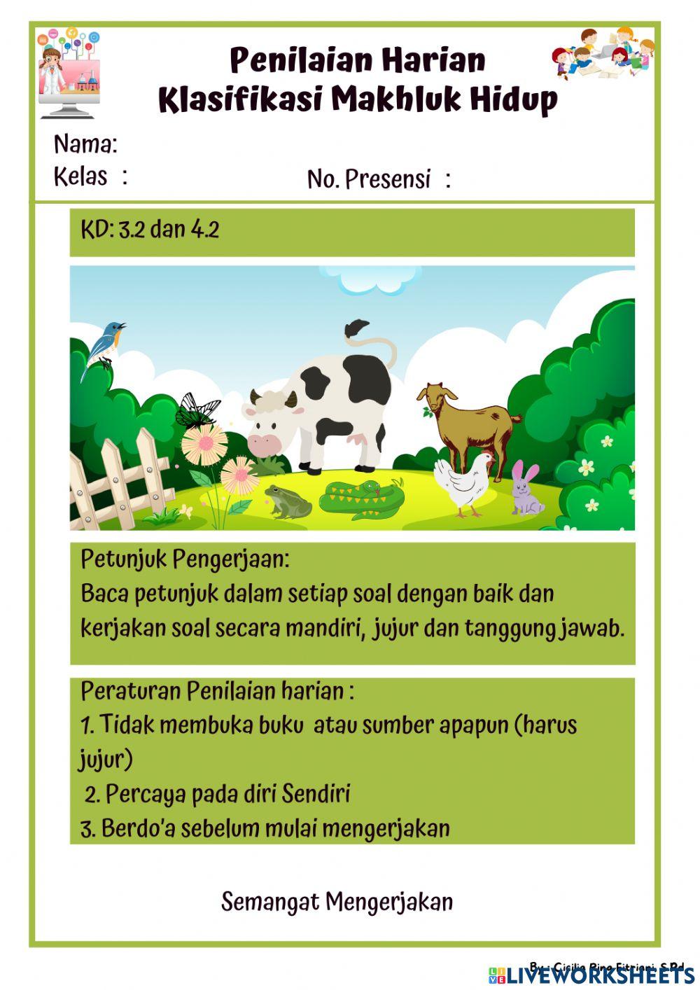 Penilaian Harian : Klasifikasi Makhluk Hidup