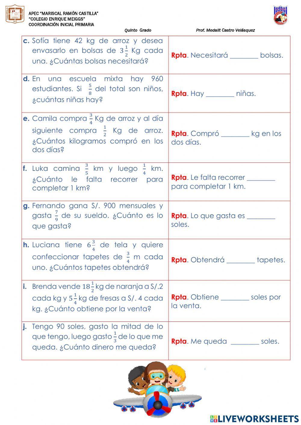 Operaciones combinadas con fracciones