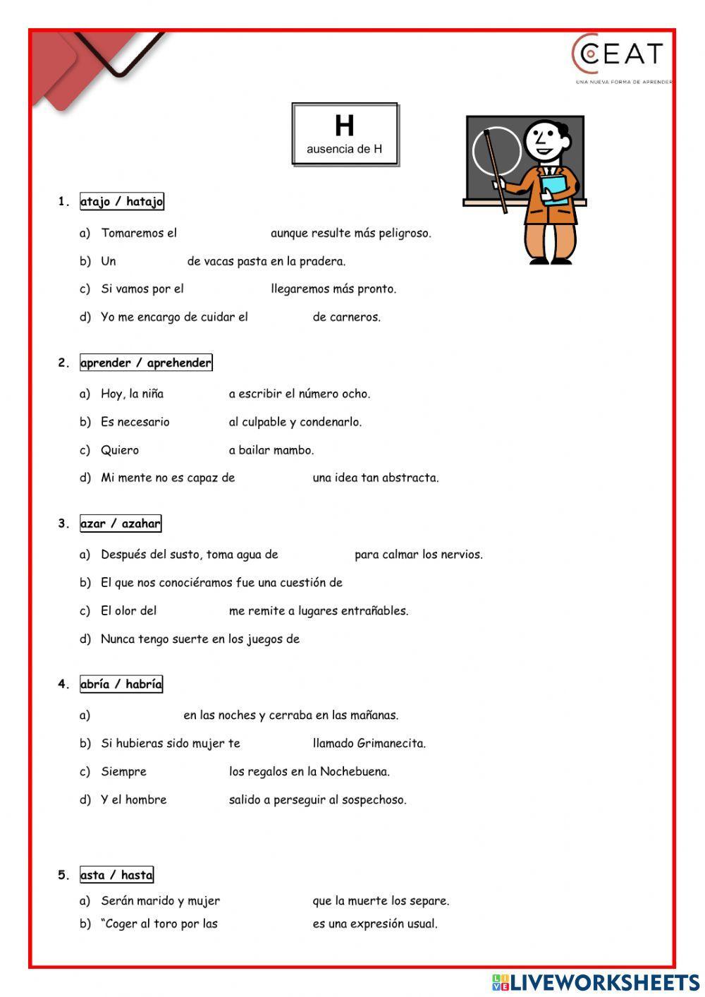 Ejercicio H ausencia de H