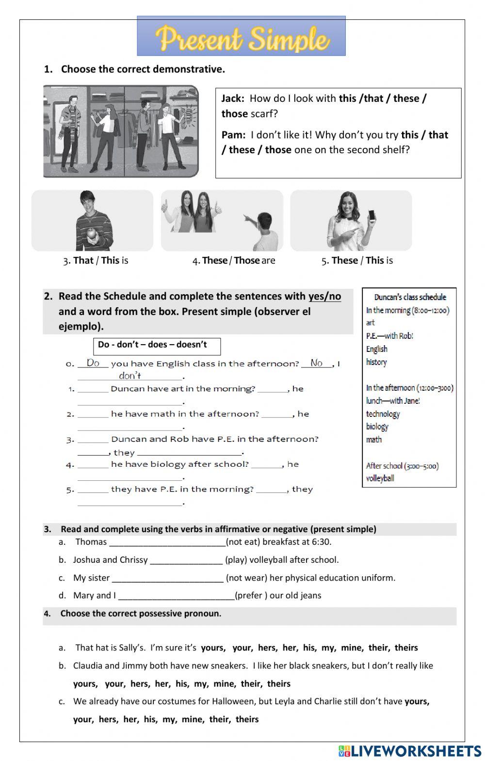 Present Simple online exercise for 6 | Live Worksheets