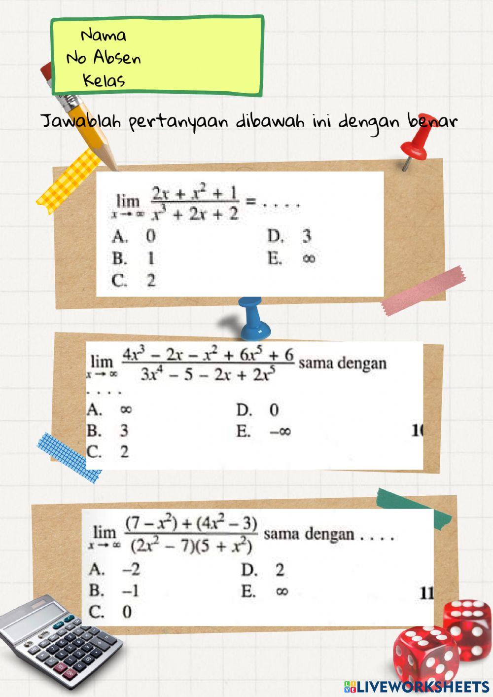 Latihan soal limit tak hingga
