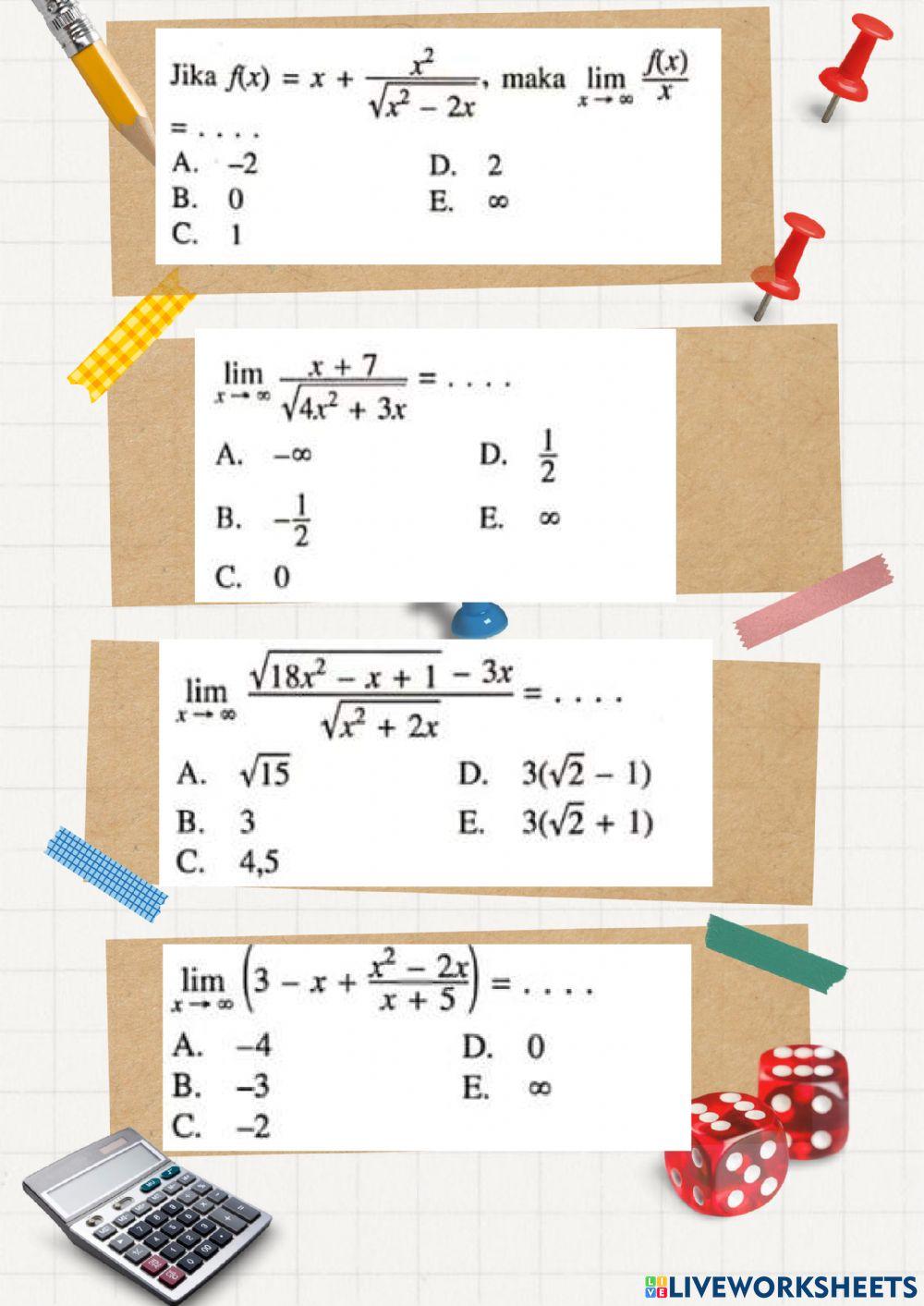 Latihan soal limit tak hingga