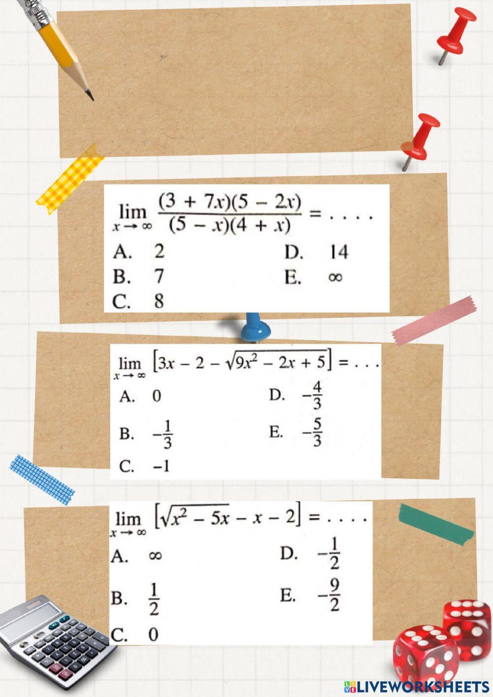 Latihan soal limit tak hingga