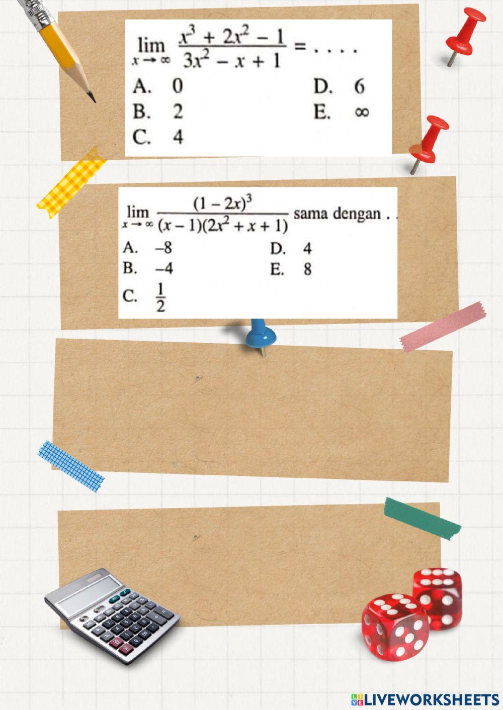 Latihan soal limit tak hingga