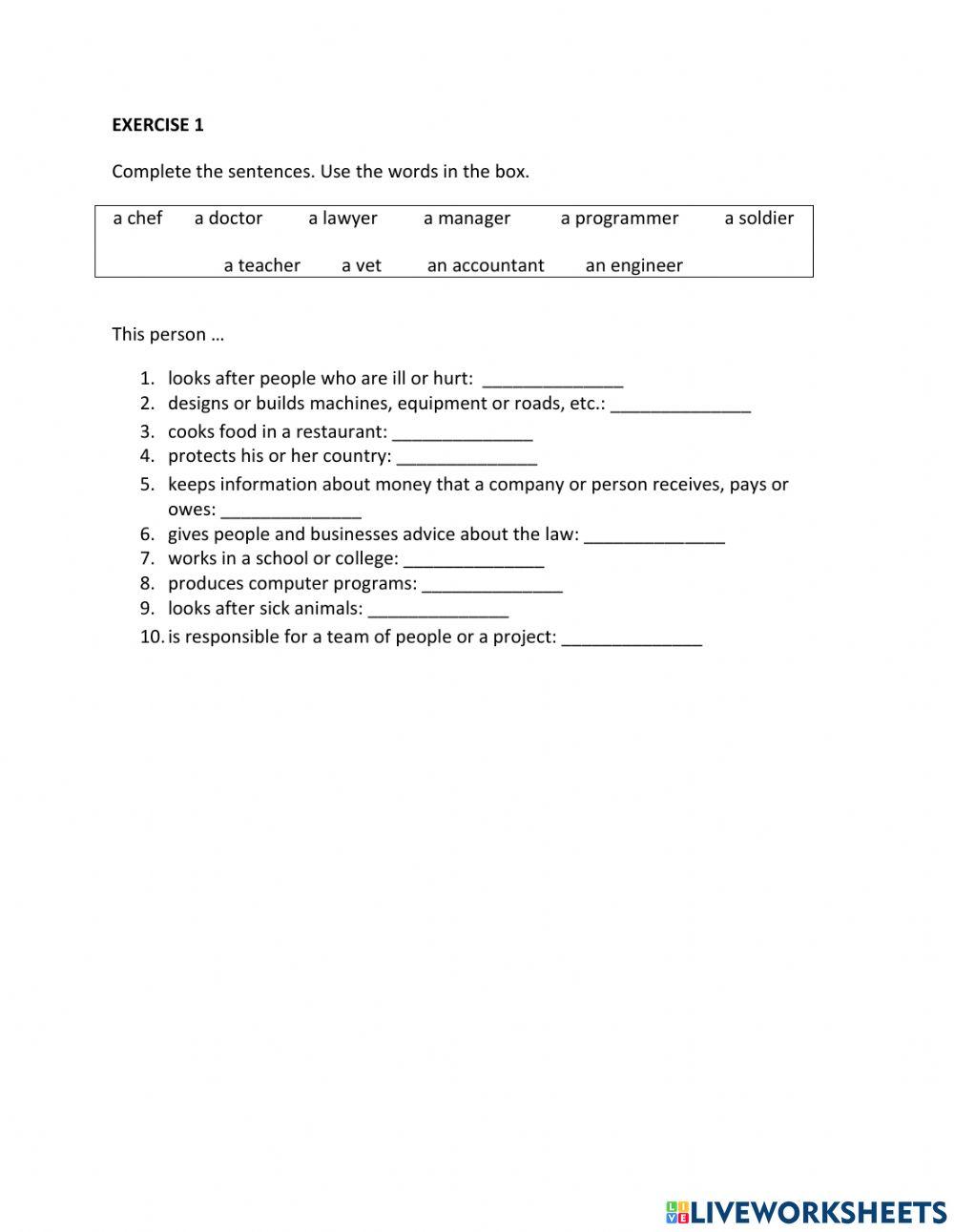 IE1, Unit 3, Grammar and Vocab, Exercise 1