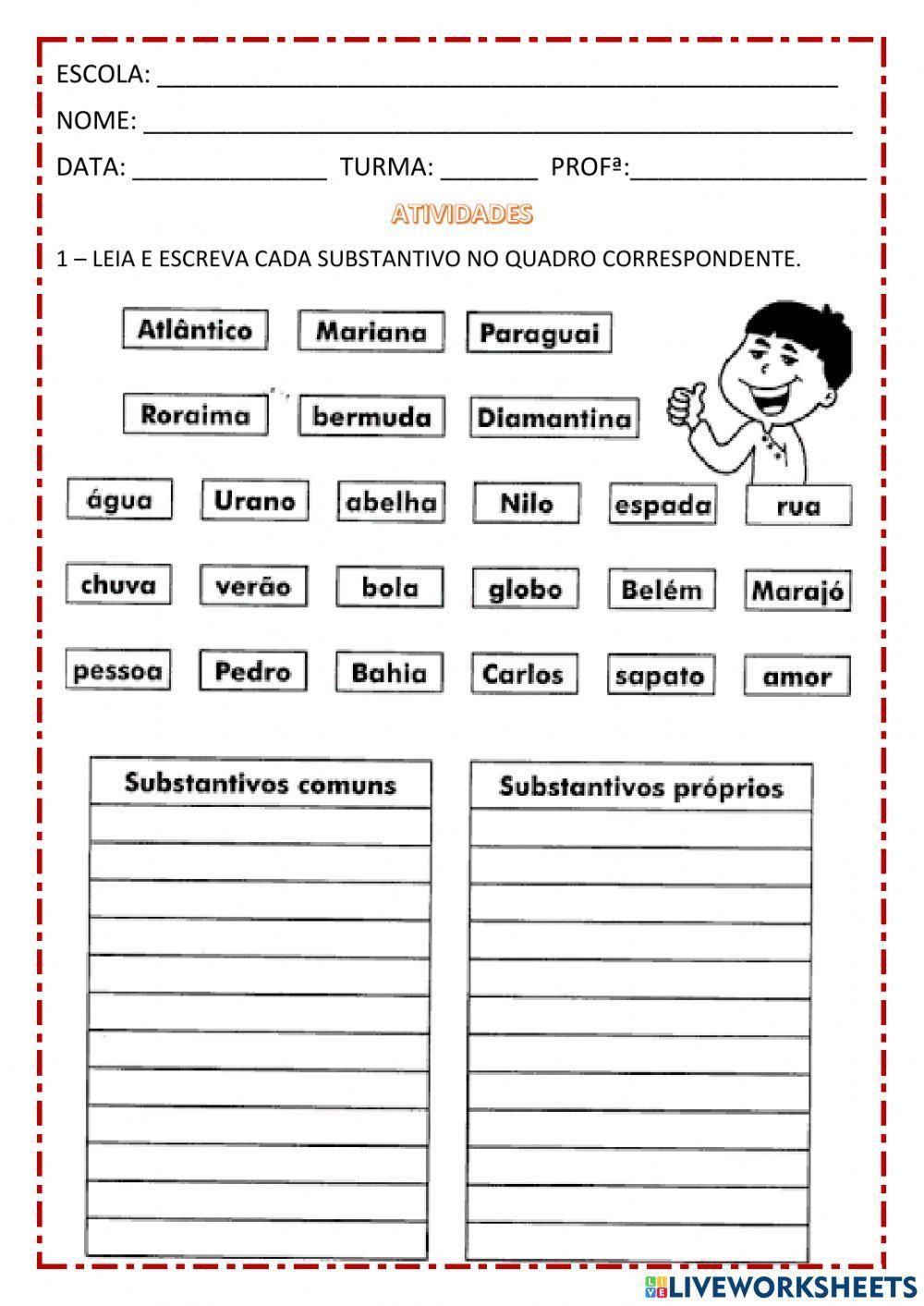 Substantivo prórpio e comum