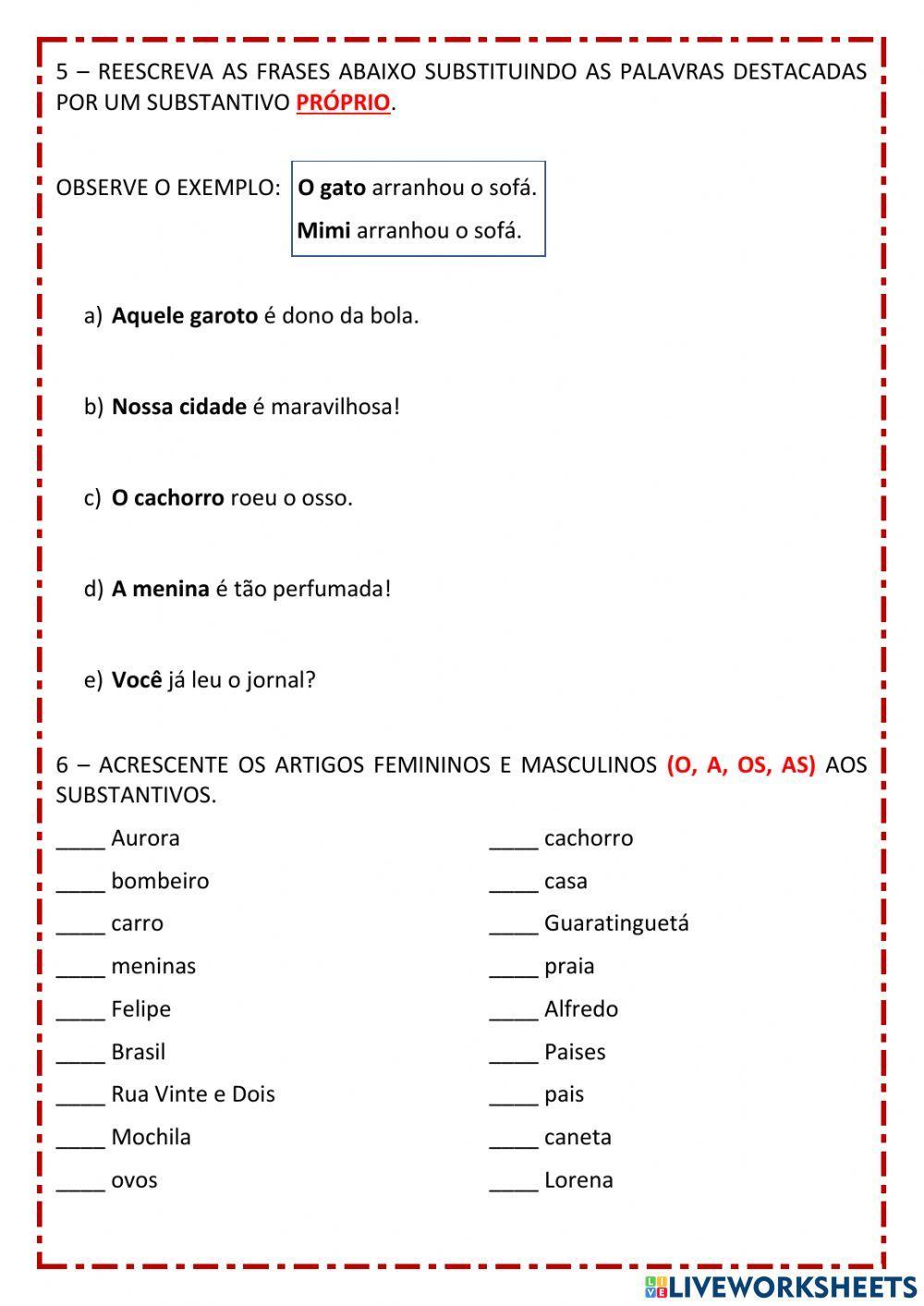 Substantivo prórpio e comum