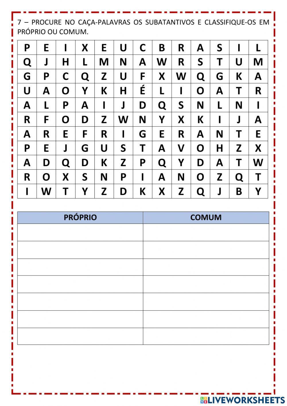 Substantivo prórpio e comum