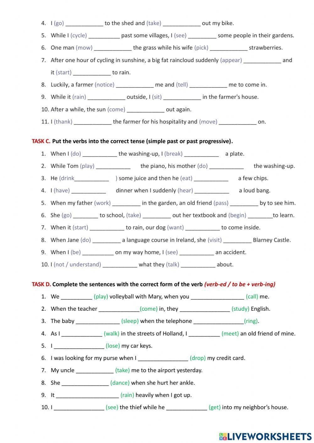 UNIT 12 - Simple past vs progressive