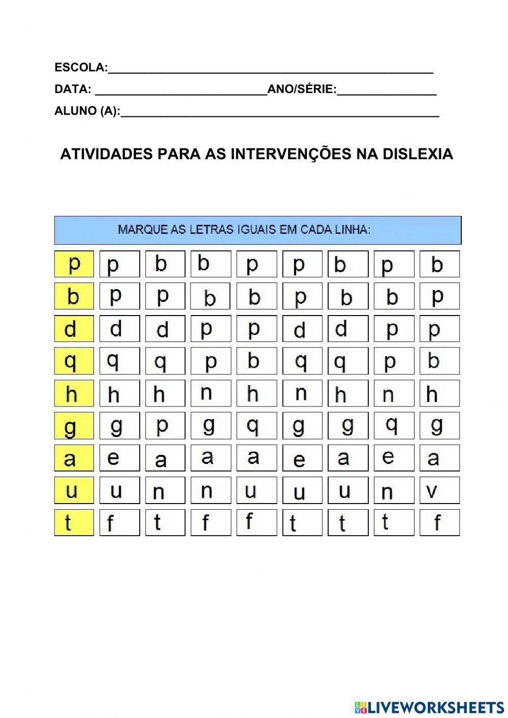 ATIVIDADE - dislexia