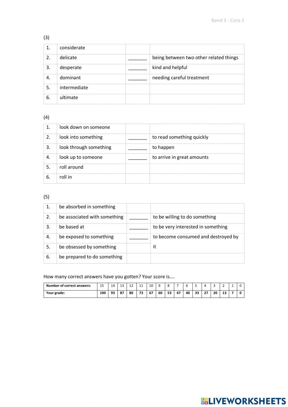Band 3 (Core 2) - Unit 8 - Test