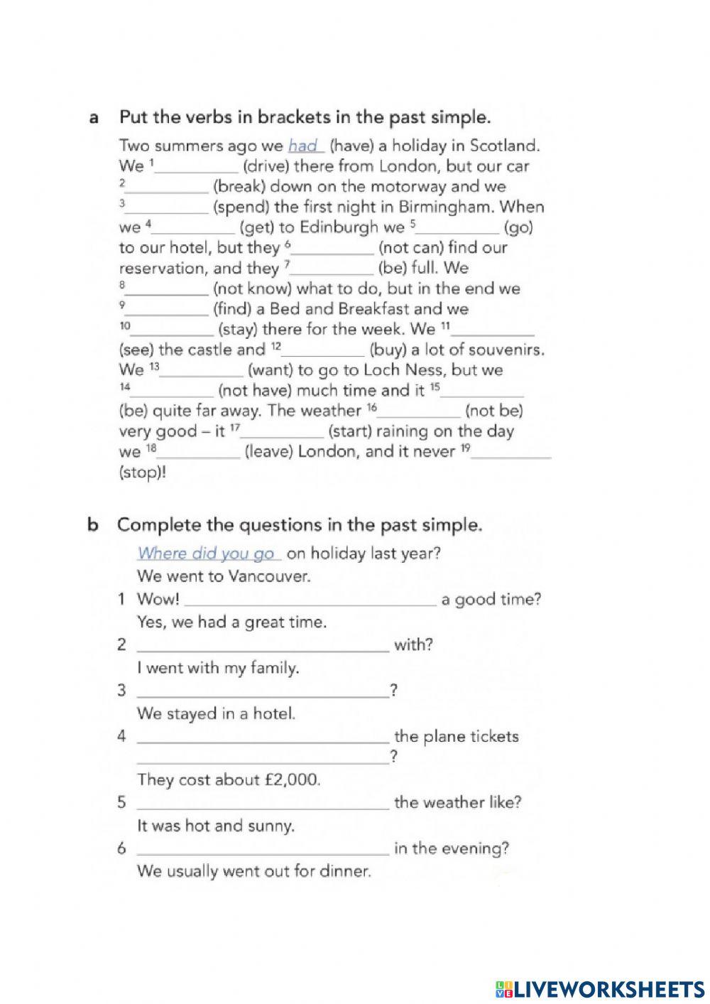 Past Simple: Regular and Irregular verbs