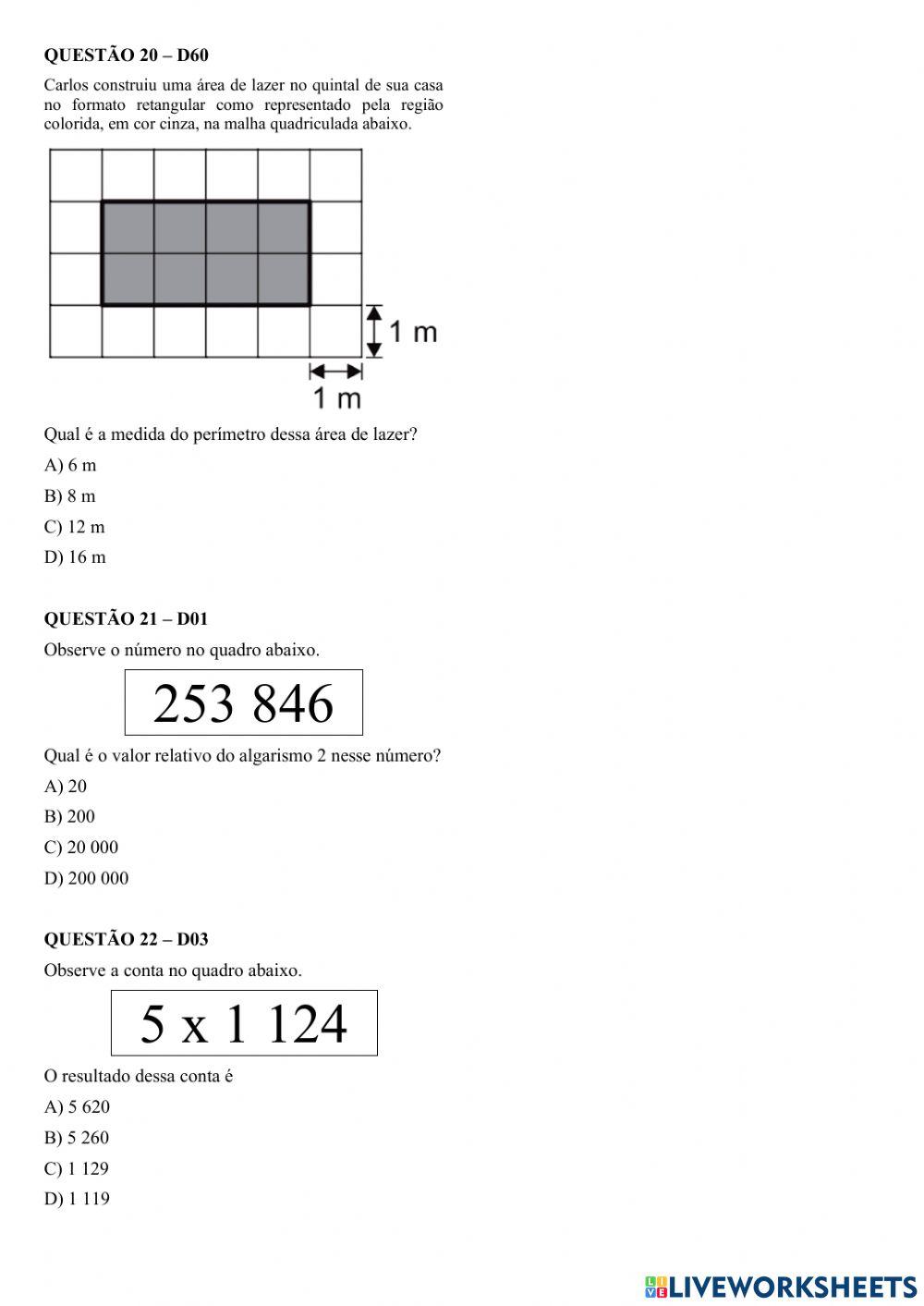 Simulado 4 de Preparação Para o SPAECE - 5° Ano C