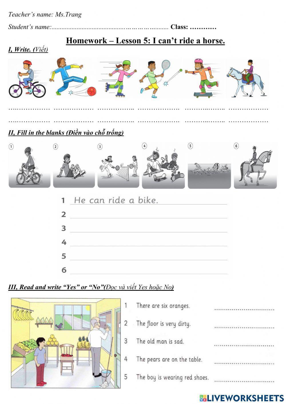 Lesson 5-I can't ride a horse