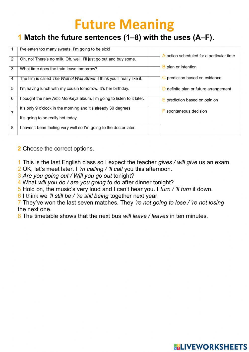 WW3 Unit 5.2 Future Meaning