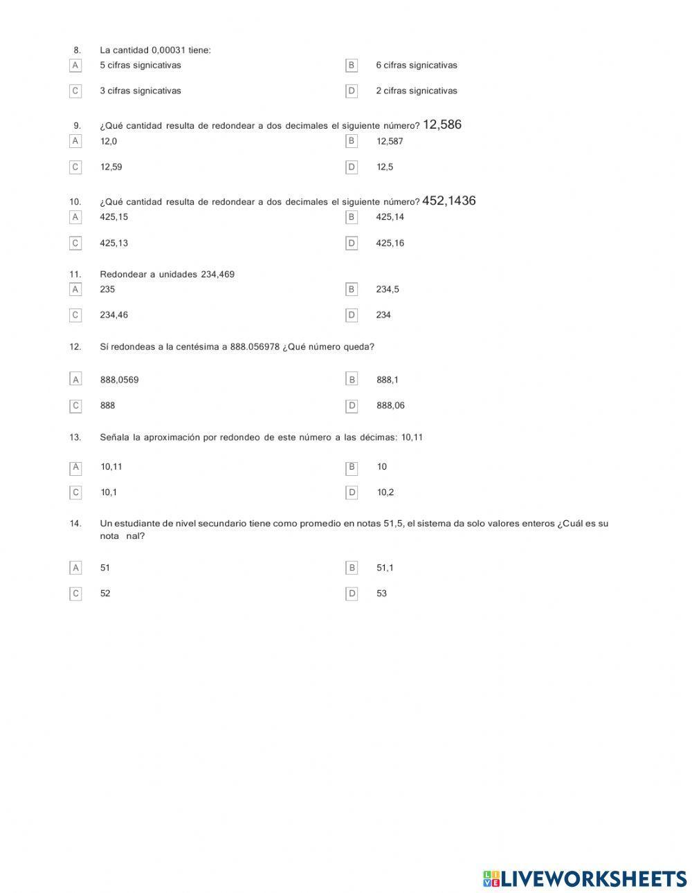 Redondeo y cifras significativas