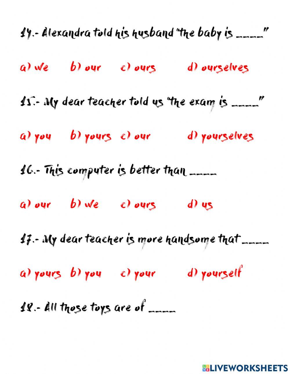 Possessive Object Pronouns