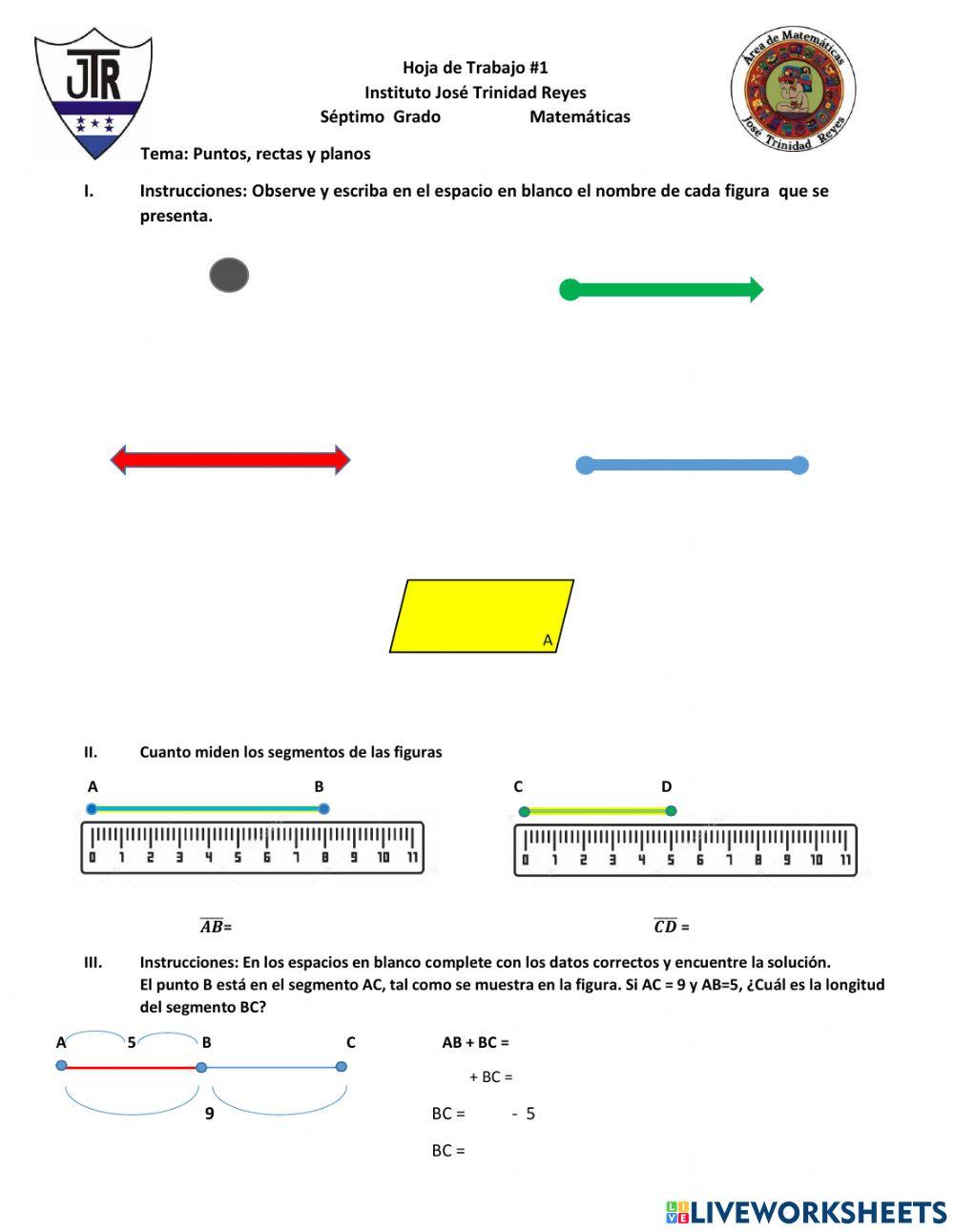 Punto,recta y plano 7mo grado