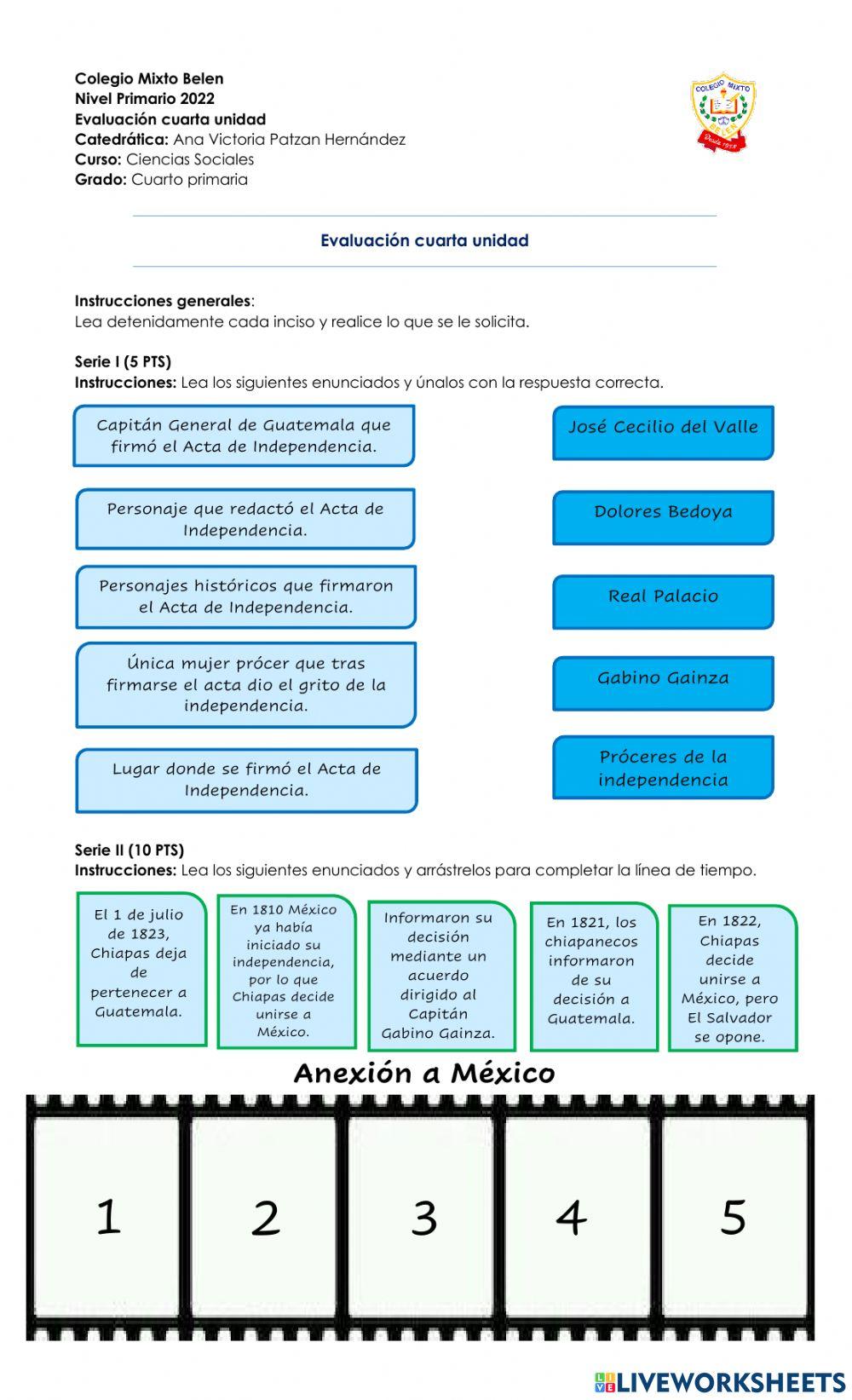 Evaluación Sociales 4to.