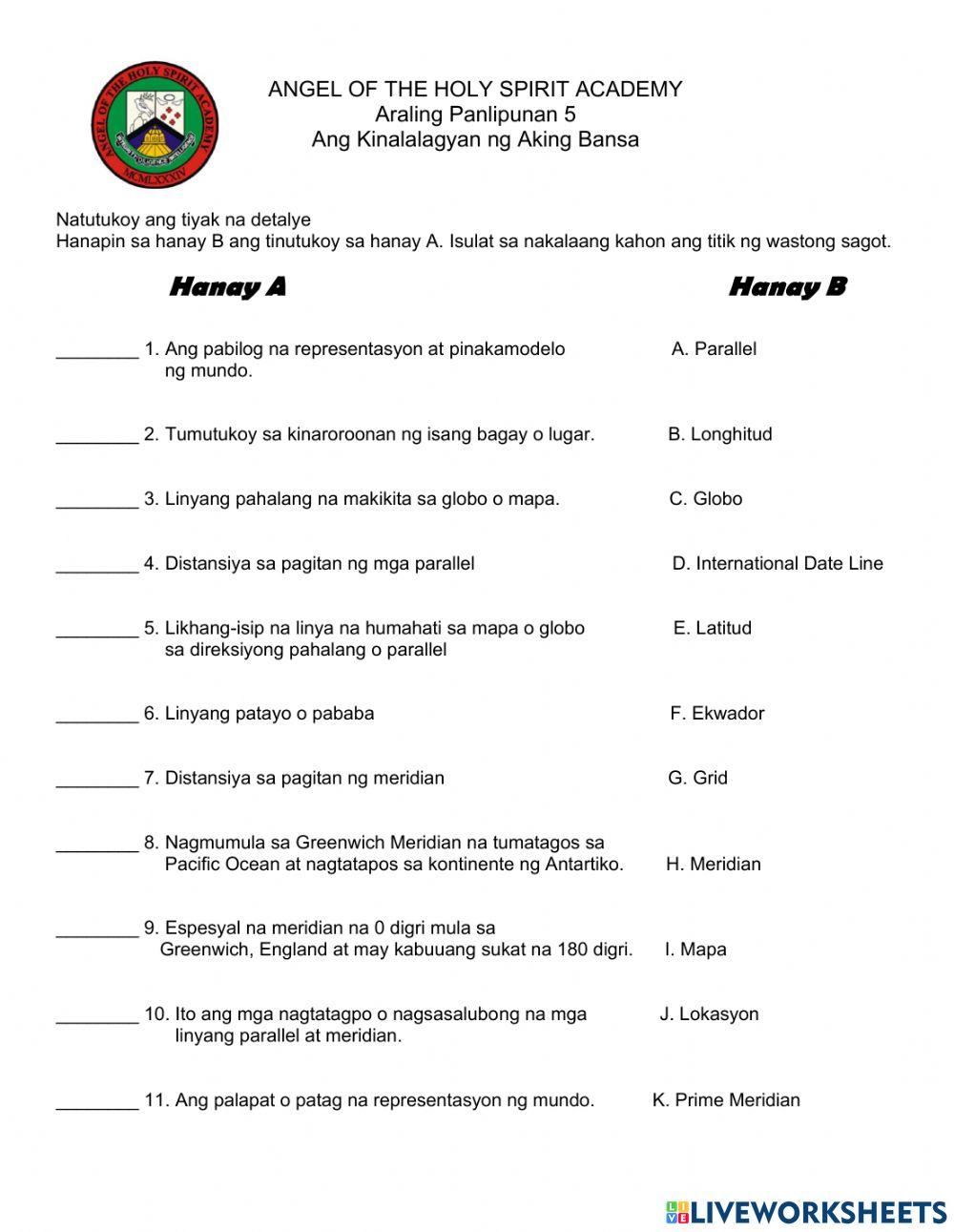 Ang Kinalalagyan ng Aking Bansa