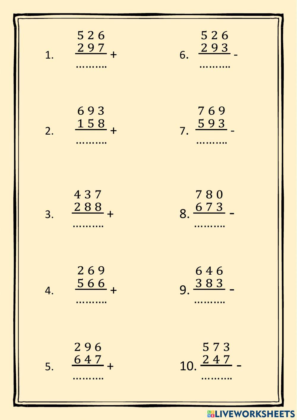 Penjumlahan dan pwngrangan susun