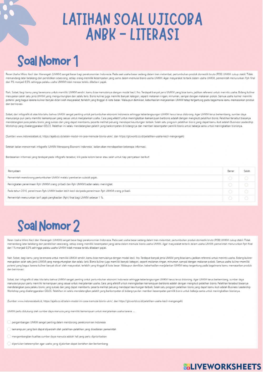 Lat ujicoba ANBK - Literasi