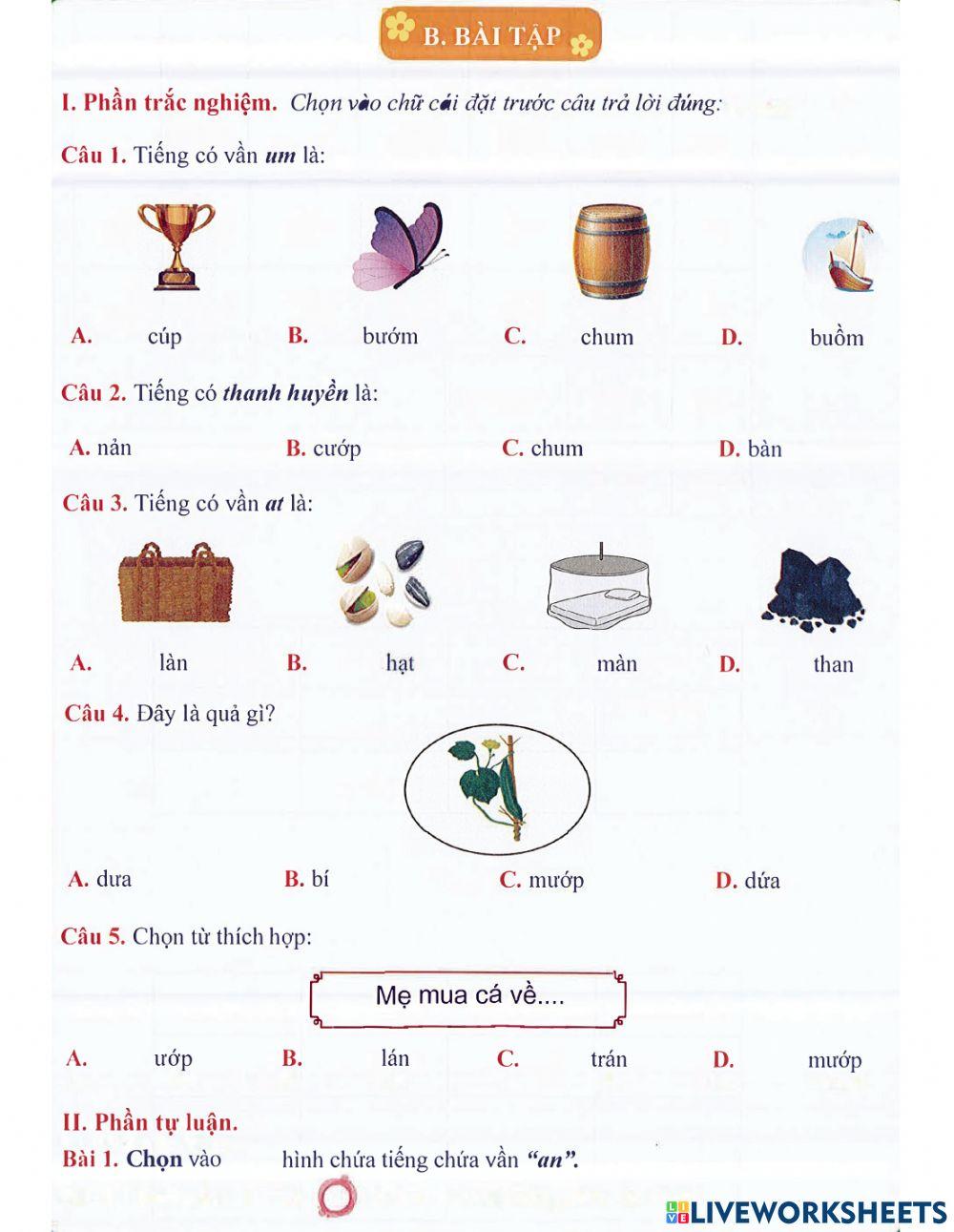 Tiếng Việt 1 - Tuần 11