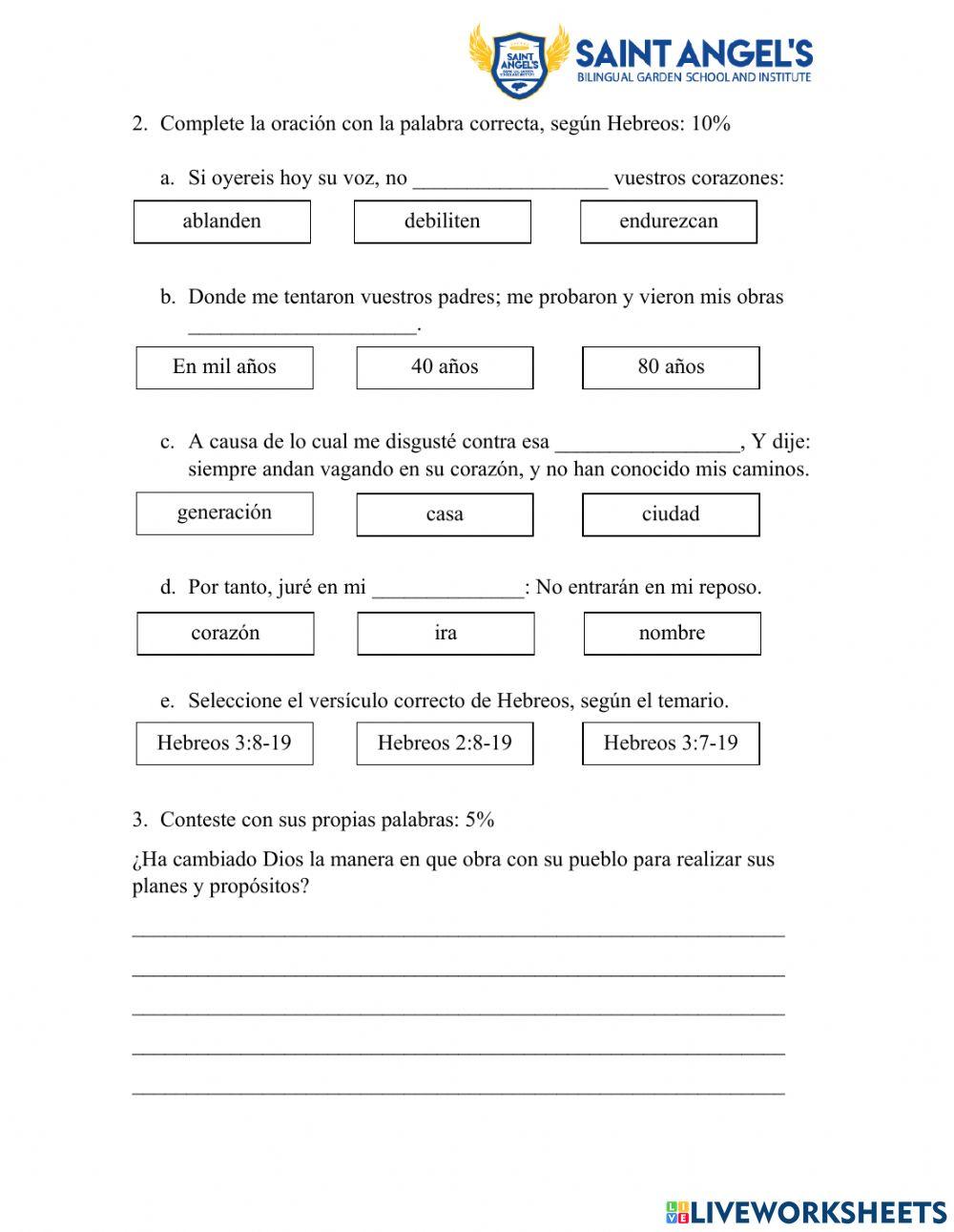 Bible Test 3rd partial Bible Test 3rd partial