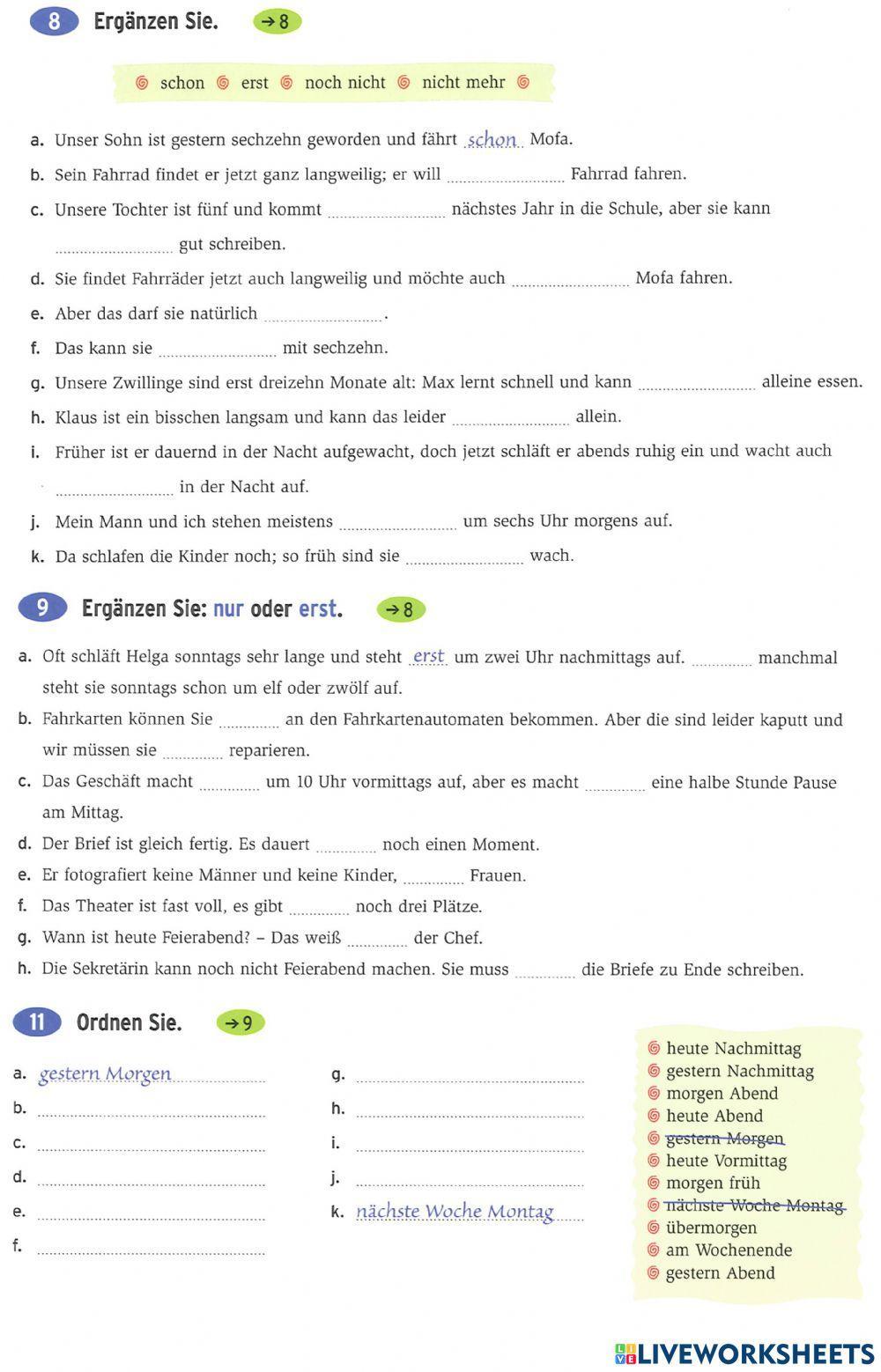 Erst - nur - Zeitangaben