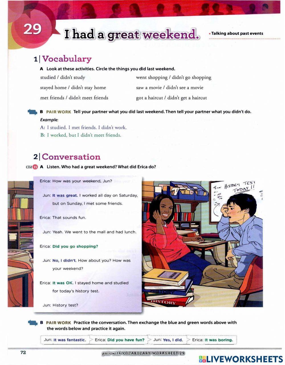 Unit 29: I had a great weekend